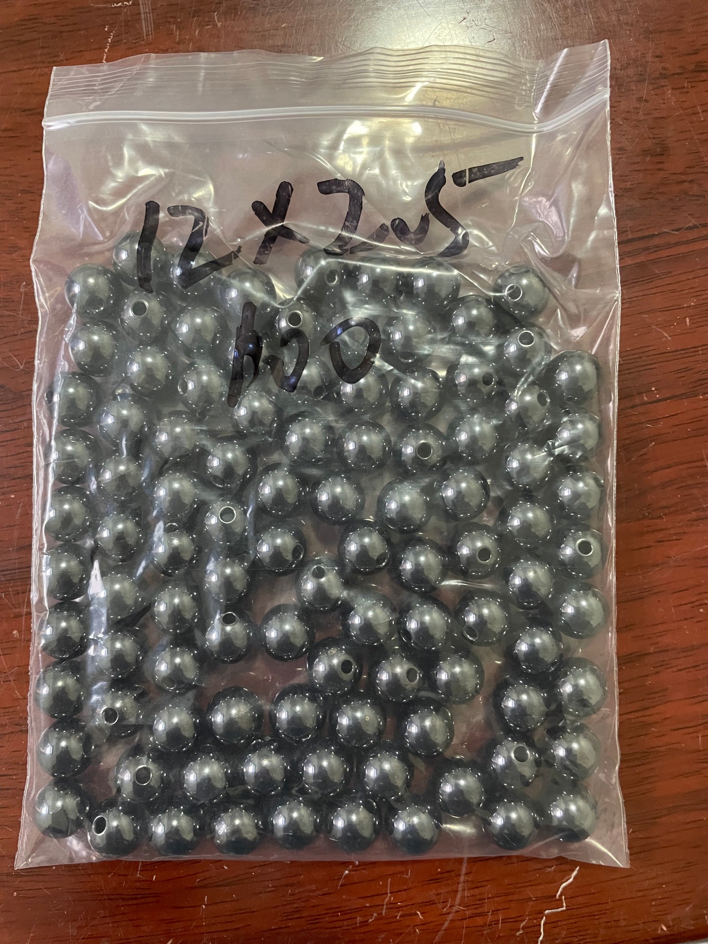Black Zirconium Beads, Black Titanium beads, 18 beads (12mm diameter, 3.6mm Hole)