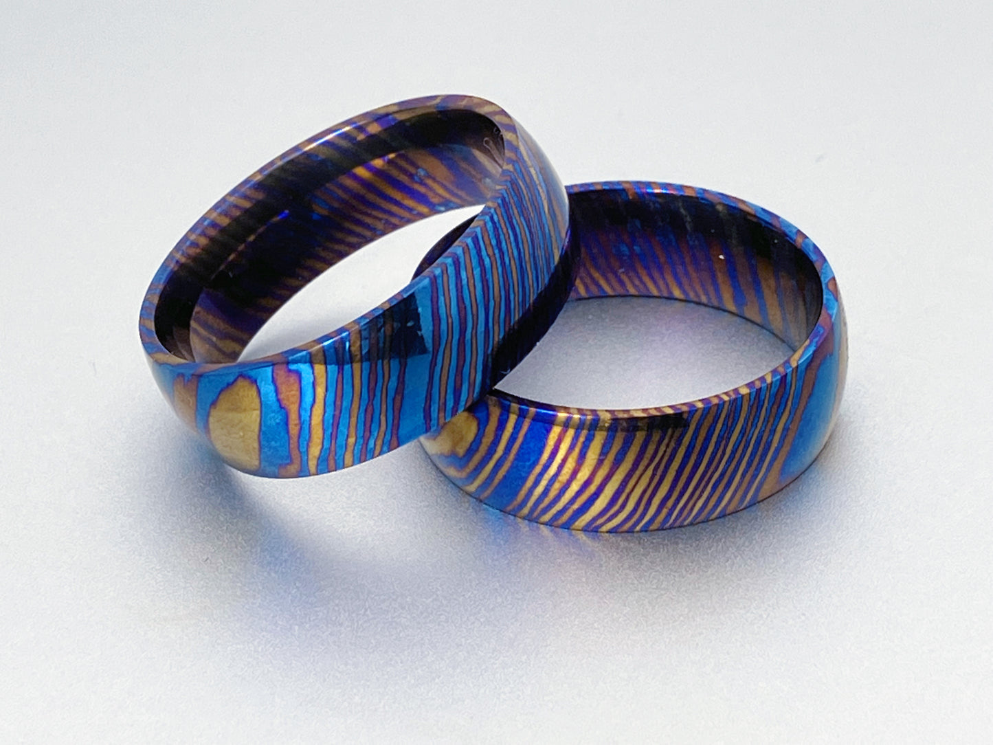 Customized Mokume Ti (TiDamascus) Ring – Three Alloy Twisted Pattern, Made to Order, ships within 1-2 weeks