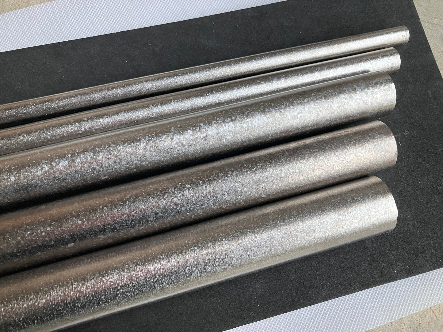 Crystalized Titanium Rod – Small Crystal Pattern, Grade 2, 12/16/28/30mm diameter