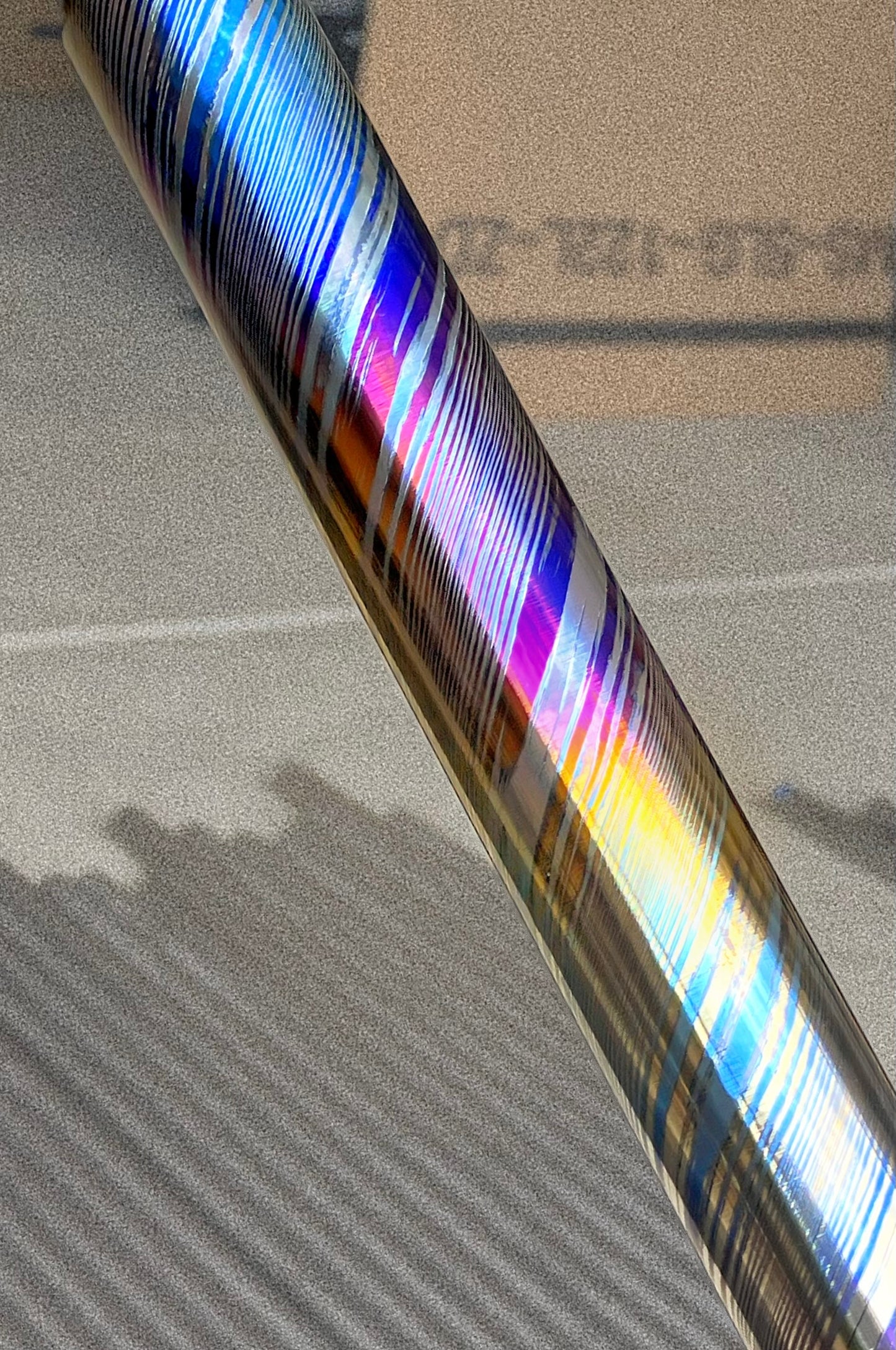Single-Layer Zr/Ti Damascus Rod (1Ti + 1Zr layer, Slender Pattern), 26mm Diameter, ZircuTi for Rings and Jewelry