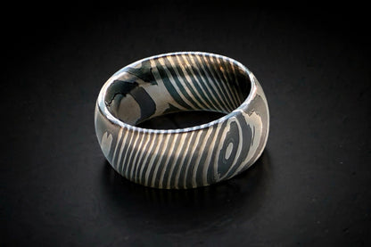 Customized handmade  ZircTi(ZrTiDamascus) woodgrain ring, wood grain ring, 4-12width, 3-4mm thick 4-12.5 half size