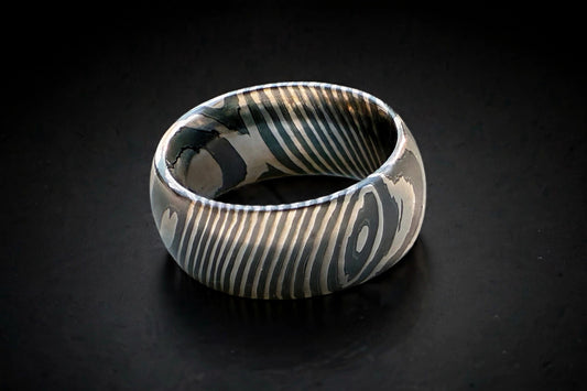 Customized handmade  ZircTi(ZrTiDamascus) woodgrain ring, wood grain ring, 4-12width, 3-4mm thick 4-12.5 half size