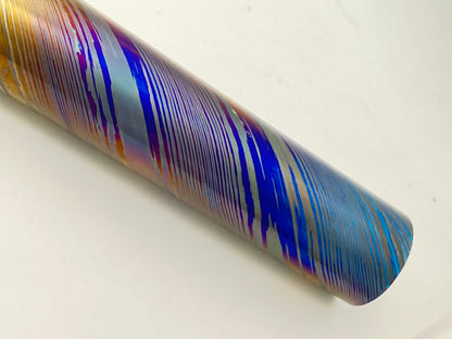 Single-Layer Zr/Ti Damascus Rod (1Ti + 1Zr layer, Slender Pattern), 26mm Diameter, ZircuTi for Rings and Jewelry