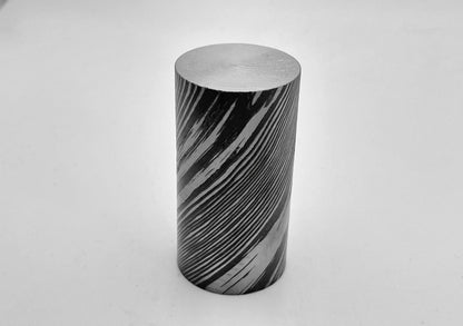 Single-Layer Zr/Ti Damascus Rod (1Ti + 1Zr layer, Slender Pattern), 26mm Diameter, ZircuTi for Rings and Jewelry