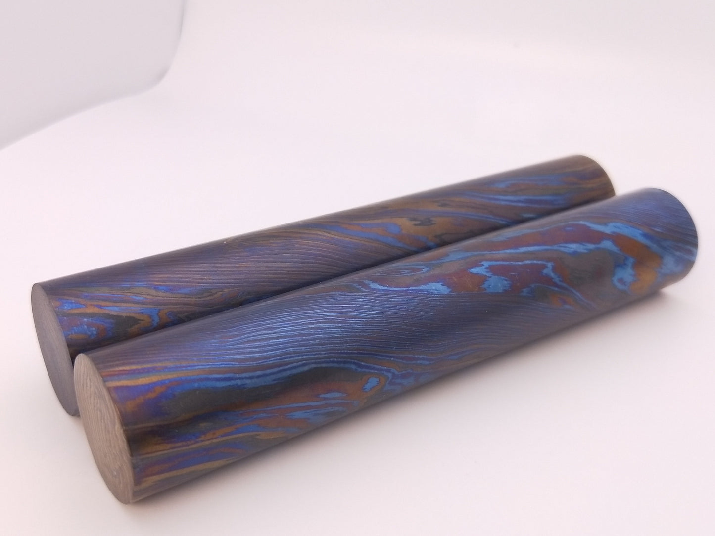 Standard Zr/Ti  Damascus Rod (1 Zr + 2-3 Titanium Alloys), 25mm & 28mm Diameter, Mokume ZircuTi for Rings, Jewelry and Metal Projects