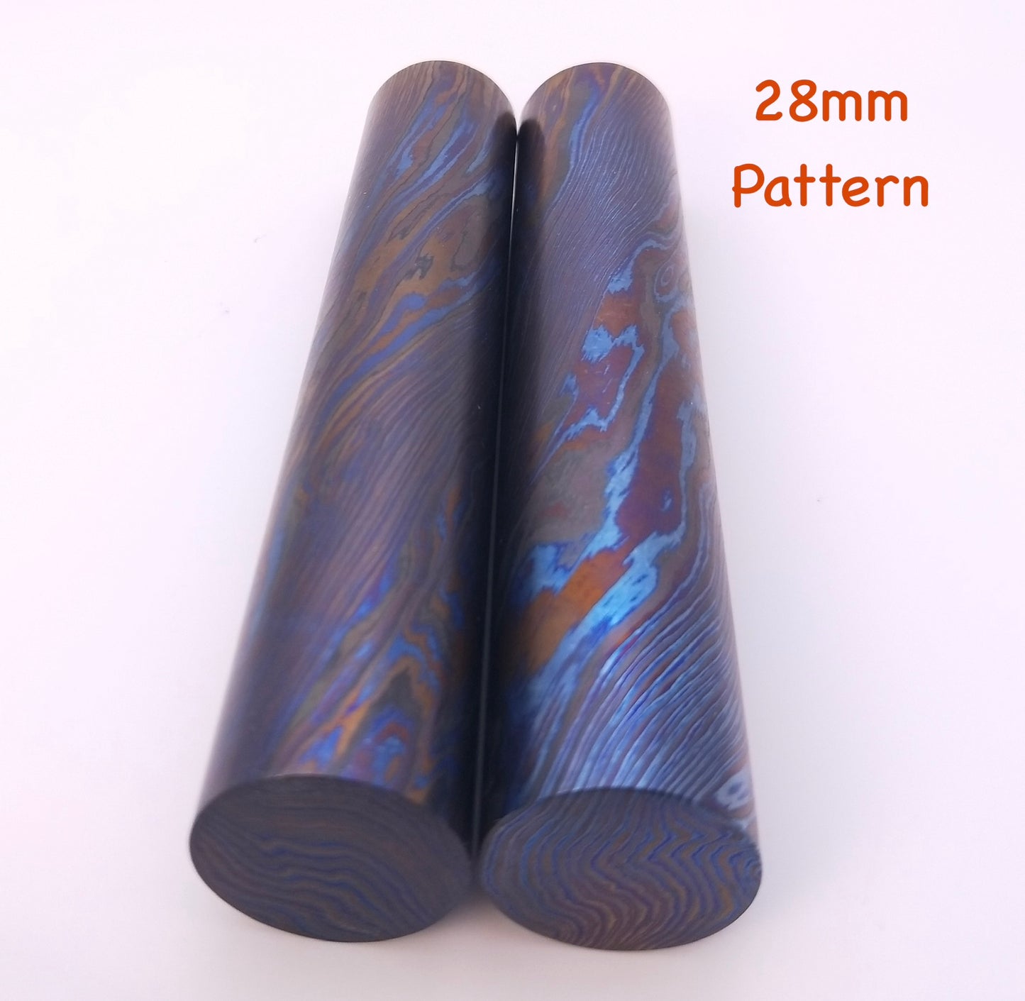Standard Zr/Ti  Damascus Rod (1 Zr + 2-3 Titanium Alloys), 25mm & 28mm Diameter, Mokume ZircuTi for Rings, Jewelry and Metal Projects