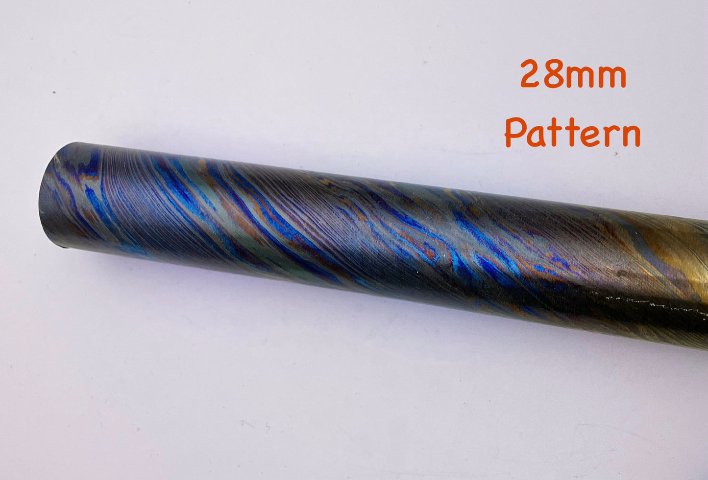 Standard Zr/Ti  Damascus Rod (1 Zr + 2-3 Titanium Alloys), 25mm & 28mm Diameter, Mokume ZircuTi for Rings, Jewelry and Metal Projects