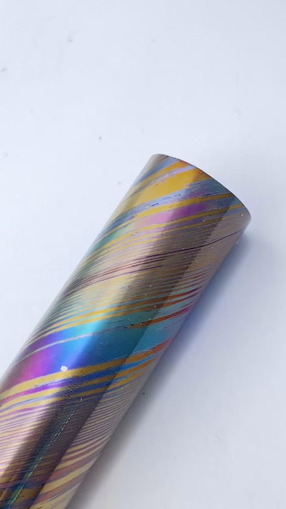 Single-Layer Zr/Ti Damascus Rod (1Ti + 1Zr layer, Slender Pattern), 26mm Diameter, ZircuTi for Rings and Jewelry