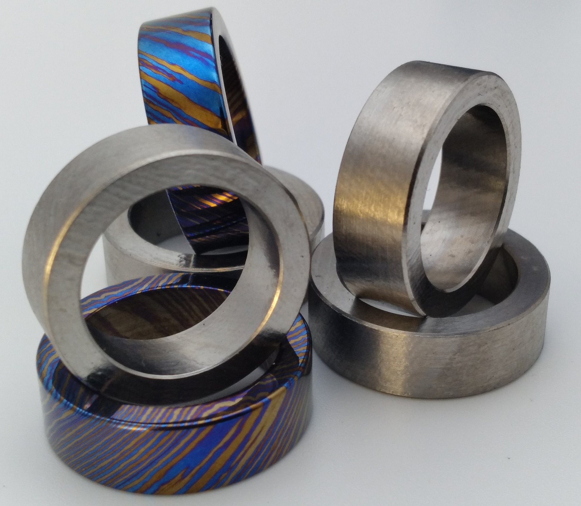 Tri-color Timascus ring blanks,4~13 size, Titanium ring, men's